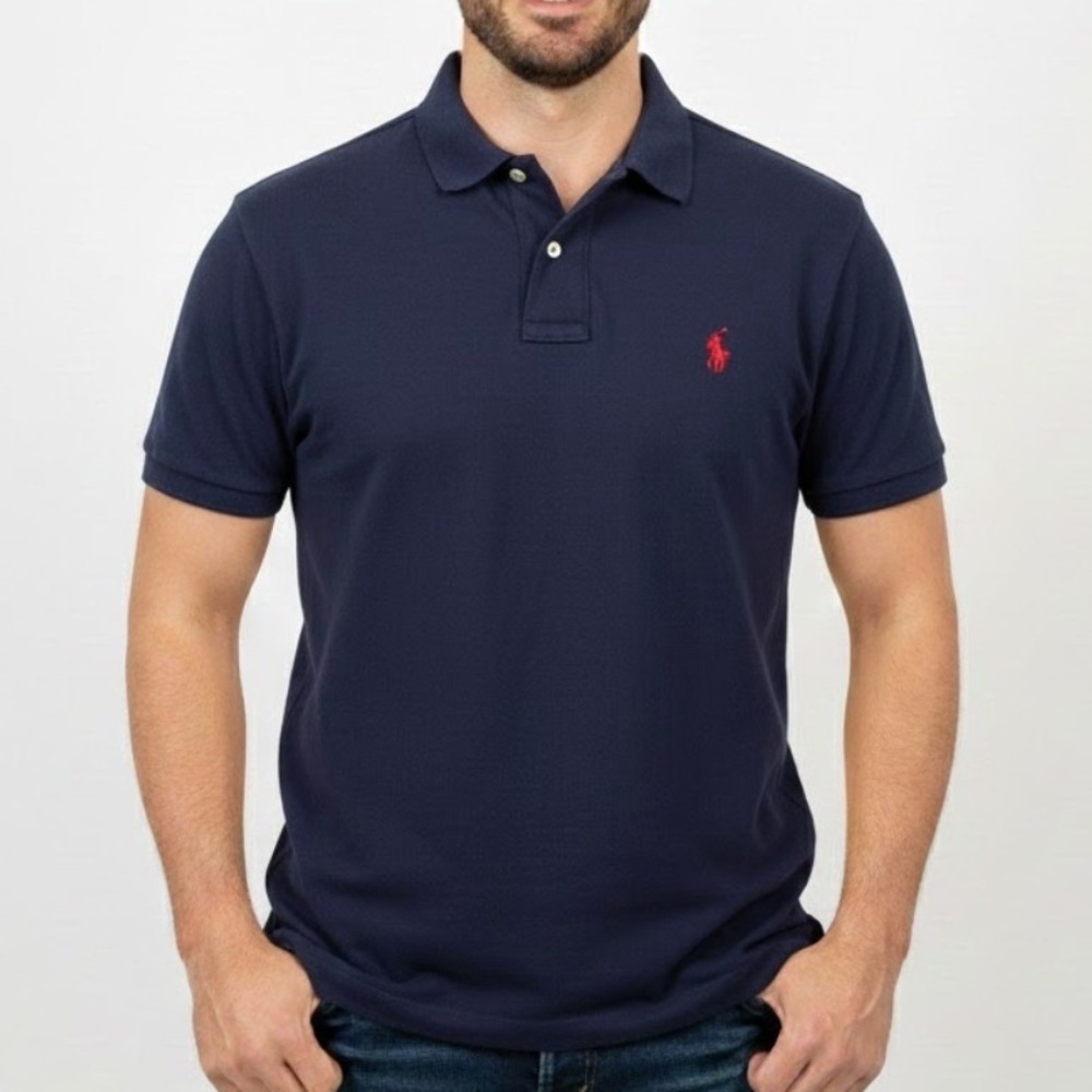 Polo Ralph Lauren Men's Stretch Mesh Shirt Navy Blue XL Classic Preppy Heritage